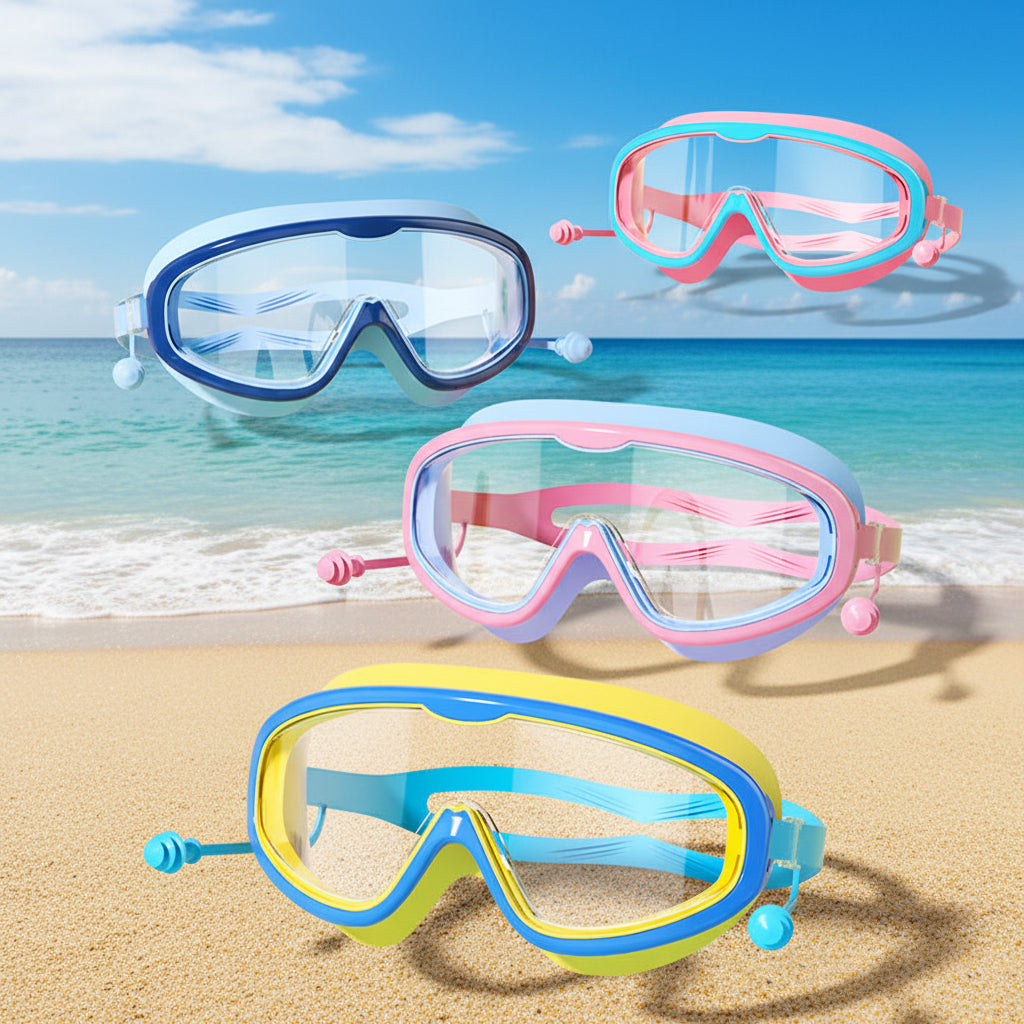 Masque de Natation Enfant — Lunettes Piscine Plage Anti-Buée