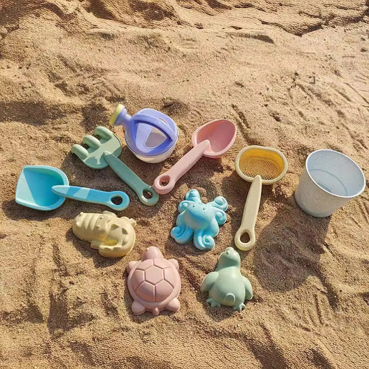 Kit Jouets de Sable Enfant 11 Pièces — Pelle Râteau Arrosoir Plage — Bleu Orange
